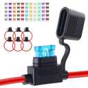 6 Pack Inline Fuse Holder 12V, Upgraded 12 AWG Waterproof Fuse Holder with 66 Pcs Standard Car Fuses (2A/ 3A/ 5A/ 7.5A/ 10A/ 15A/ 20A/ 25A/ 30A/ 35A/ 40A), YNZDRWA in Line Fuses Holders 12v for Marine Auto
