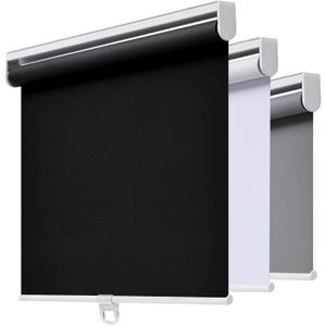 AOSKY Cordless Roller Shades Blackout Blinds for Windows Room Darkening Rolled Up Shades with Spring System, UV Protection Window Shades Door Blinds for Home and Office (34.5" W x 72" H, Black)