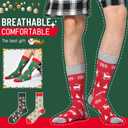 HSELL Mens Fun Patterned Dress Socks Funny Novelty Crazy Design Cotton Socks Gift for Men (One Size, 4 Pairs - Christmas)