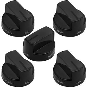 5 Pcs W10339442 Stove Knobs Replacement for Whirl-Pool Gas Range Stove Replace 2311008 AP6019877 PS11753188 WPW10339442 WPW10339442VP