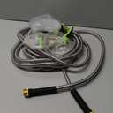 Metal 100 FT Garden Hose, Stainless Steel Heavy Duty Water Hoses Adjustable Spray Nozzle Lightweight No Kink Garden Hoses for Yard, Outdoor,Car