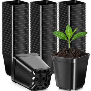 Nuanchu 500 Pack 2 Inch Square Nursery Pots, Small Plastic Seedling Pots with Drainage Holes, Mini Planting Planters for Garden Outdoor Indoor Flower Succulent Vegetable Starting Seedlings, Black