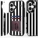 for iPhone 17 6.3 Inch Wallet Case with Card Holder, Military-Grade Drop Protection, Flip PU Leather Built, Double Magnetic Clasp and Durable Shockproof Cover - Stripes Black White