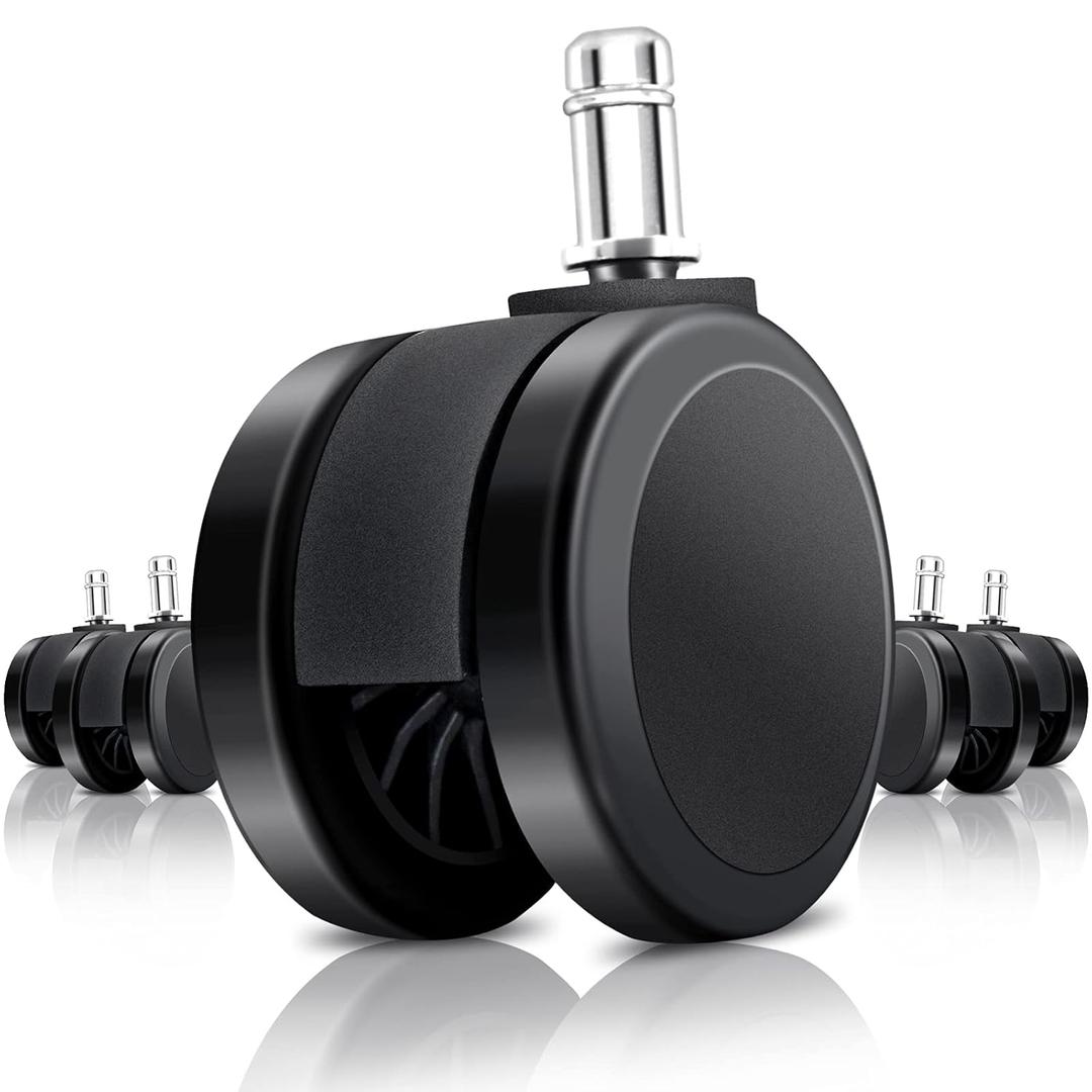 Replacement Office Chair Wheels, Caster Desk Chair Wheels, Rolling Wheels for Office Chair, Chair Rollers Casters, Chair Casters for Hardwood Floors, 5 Set Chair Casters Safe for All Floors.