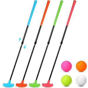Hiboom 4 Pack Golf Putters for Men and Women Two Way Mini Golf Putter with 4 Balls Adjustable Length Kids Putter Bulk Right or Left Handed Golfers for Children Teenager Junior