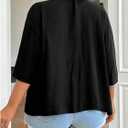 WDIRARA Women's Plus Size Open Front Jacket 3/4 Sleeve Lightweight Cardigan Outerwear (Black, XXL)