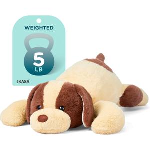 IKASA 5lbs Weighted Stuffed Animal Dog,27.5 inches Plush Toy Giant Large Big Jumbo Soft Puppy,Huge Size Cute Fat Plushie,Gift for Kids (Light Brown Dog)