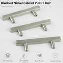 10 Pack Brushed Nickel Cabinet Pulls 5 Inch Square, Kitchen Hardware for Cabinets, Stainless Steel Cabinet Pulls for Kitchen Drawer, Cabinet Handles 3 Inch Hole Center