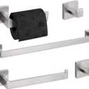 TURS 5-Piece Bathroom Hardware Set Brushed Nickel Towel Bar Set Bath Towel Holder Sets Hand Towel Holder 2 Towel Hooks, SUS 304 Stainless Steel, Q7BR-P5