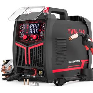 YESWELDER 160A MIG Welder, 110V/220V Dual Voltage, 4 in 1 Gas MIG/Flux Core MIG/Lift TIG/Stick Multiprocess Large LED Digital Display MIG Welding Machine, 20.79 x 15.43 x 12.01 inches