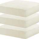 MAXIJIN Velvet Stretch Seat Cushion Covers Couch Cushion Cover for Individual Cushions Sofa Seat Cushion Slipcovers with Elastic Bottom (3 Piece XL Sofa Cushion Covers, Beige)