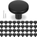 36 Pack Black Cabinet Knobs, Matte Black Zinc Alloy Drawer Pulls, 1-1/5 Inch Round Kitchen Hardware for Dresser, Wardrobe, Closet, and Bathroom Furniture