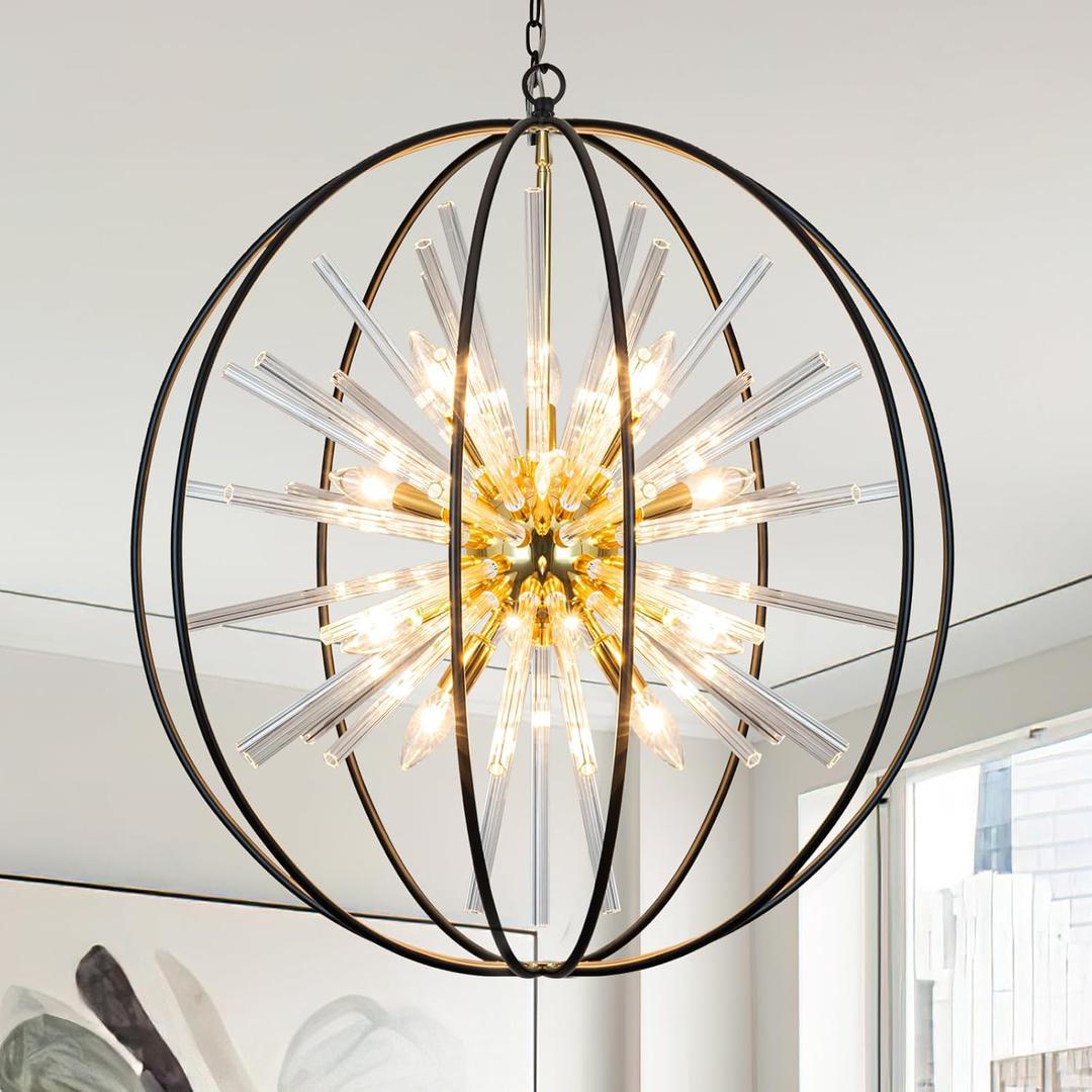 Modern Crystal Entryway Chandelier, Globe D28"
