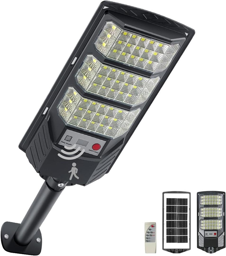 YACAISI Solar Street Lights Outdoor, Solar Powered Driveway Light, LED Flood Motion Sensor Dusk Dawn Illumination Waterproof Mount Security Lights for Parking Lot, Backyard, Garage, Path, Countryside