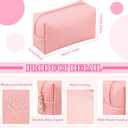 Kigeli 15 Pcs Aesthetic Makeup Bags PU Leather Cosmetic Pouches Waterproof Plain Toiletry Bags Makeup Pouches Bulk for Women Party Gift Travel Storage Organizer(Pink)