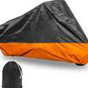 Motorcycle Cover XXXL Waterproof for Harley for Ultra Classic Davidson, Large for Street Glide for Electra for Touring FLHTCU for Road King for GL for Honda for Goldwing Outdoor Weather (Orange Black)