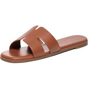 KIDMI Women's Dressy Flat Sandals, Comfortable Slip On Summer Slides, Fashion Open Toe Casual Sandals US 8