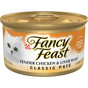 Purina Fancy Feast Tender Chicken and Liver Feast Classic Grain Free Wet Cat Food Pate - (Pack of 24) 3 oz. Cans Best By: Jul 2027