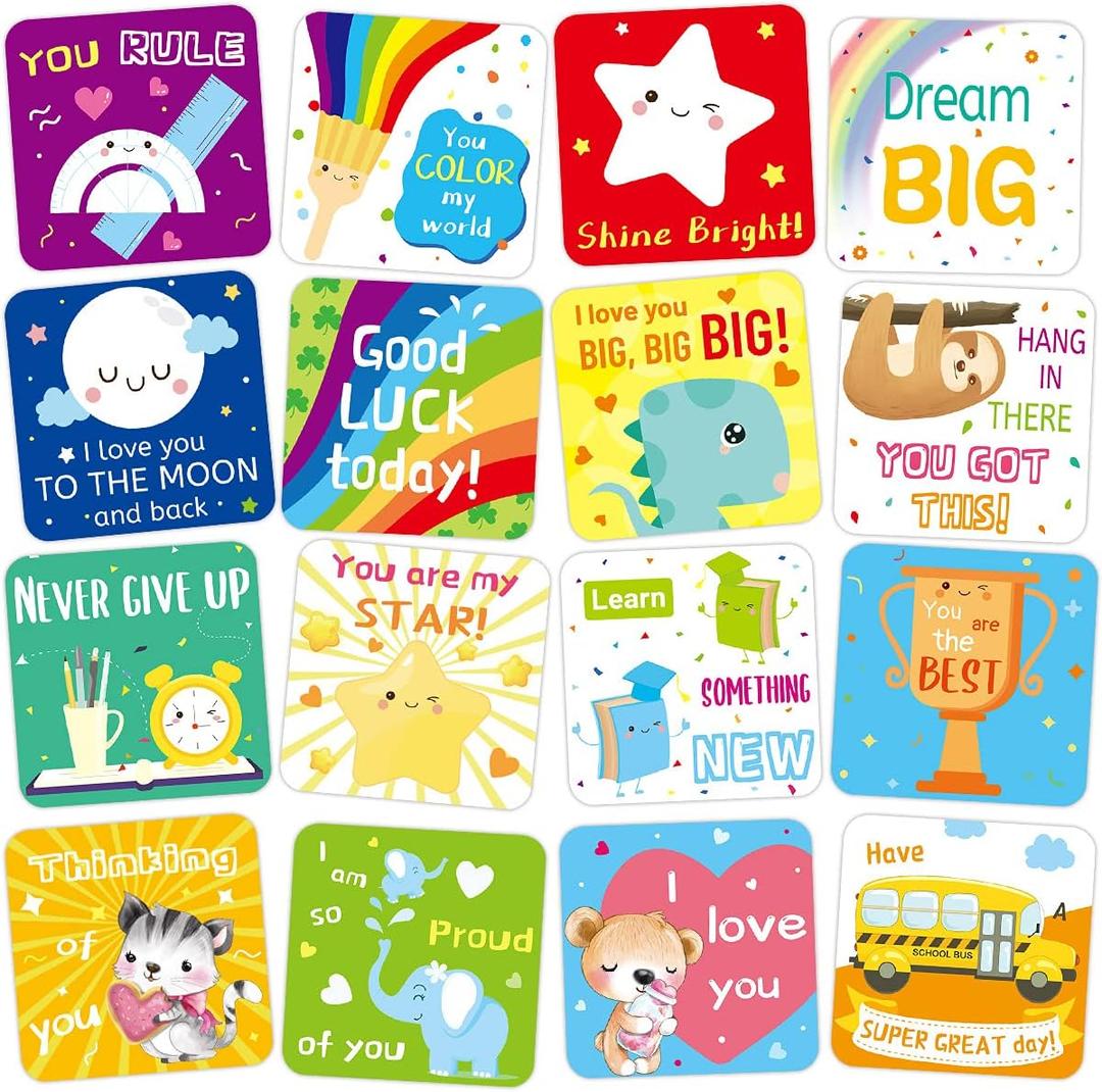 Fancy Land 60 Lunch Box Notes for Kids Cute Motivational and Inspirational Thinking of You Cards for Boys and Girls Lunchbox, Small