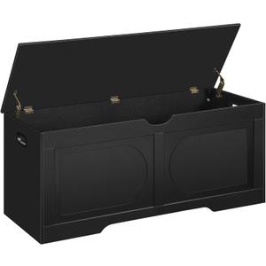 Storage Chest, 47.2 Toy Box, Entryway Storage Trunk, Shoe Bench with Storage, Engineered Wood Storage Cabinet with 2 Safety Hinges, Entrance Bench for Bedroom, Living Room, Black SCBK2201