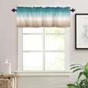 Teal Khaki Ombre Valances Window Treatment Farmhouse Decor, Modern Abstract Art Turquoise Gradient Rod Pocket Valance Curtains for Living Room, Bedroom, Kitchen, 54" W x 18" L - 1 Panel