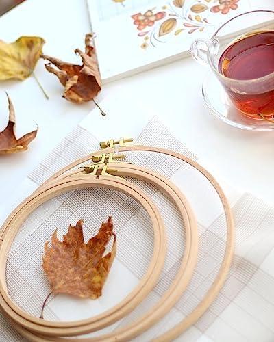 Nurge 4 Inch, 5 Inch  (1 Piece of Each Size) Premium Beech Wood Gold Clasp Embroidery Hoop 8mm/0.3" Thickness