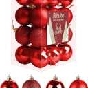 Aitsite 24ct Christmas Tree Ornaments Set 1.57 inches Mini Shatterproof Holiday Ornaments Balls for Christmas Decorations (Red)