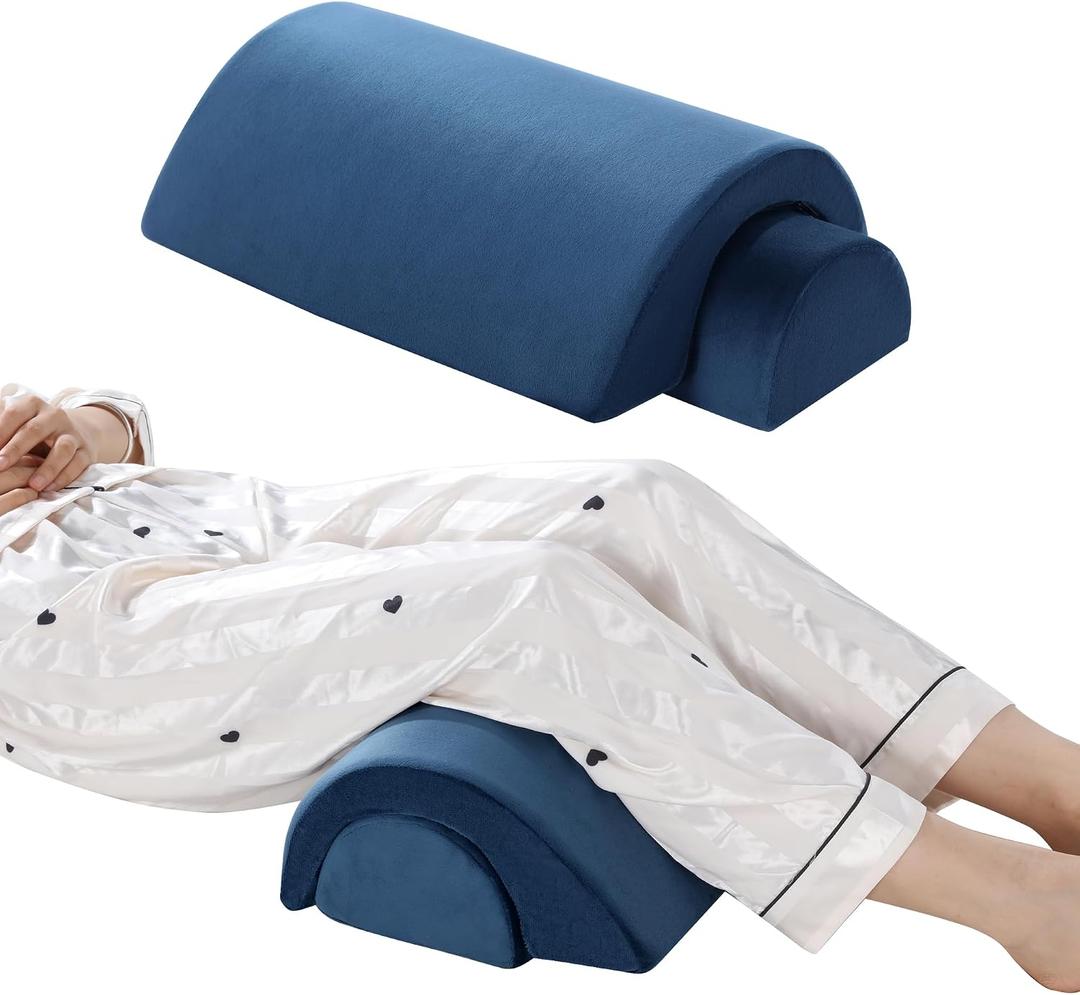 ROYALAY Half Moon Bolster Knee Pillow for Legs, Knees, Lower Back and Head, Adjustable Semi Roll Round Lumbar Support Pillow for Bed Sleeping, Health Large Half Moon Pillow for Reduce Pressure,Blue
