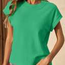 Saodimallsu Womens Cap Short Sleeve Sweater Vest Summer Casual Crew Neck Loose Knit Lightweight Pullover Tank Tops (Small, Green)