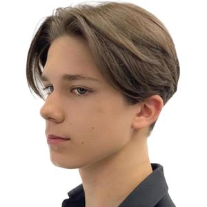 Mens Short Brown Wig Straight Boy Wig Middle Part Synthetic Cosplay Costume Halloween Wig for Fancy Dress