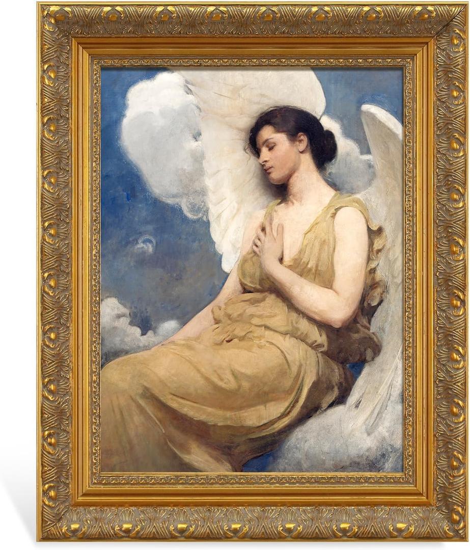 Vintage Gold Frame for 24x30 Paintings Prints, DIY Wood Ornate Frame with Open Back, No Front Cover, Baroque Canvas Frame for Landscape Portrait Gallery Wall Hallway Fireplace Decoration