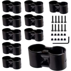 10 PCS Black Double Port Parallel Pipe Clamp for OD 28mm Lean Tube, 2.3mm Thickness Carbon Steel OD 1.1 inch Steel Pipe Tube Joint Connector Clip with 1 Hexagon wrench