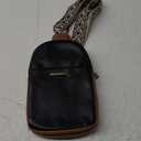 Small Sling Bag for Women Women's Leather Crossbody Bag (F Black)