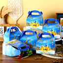 Glenmal 30 Pcs 5.51x2.36x4.72'' Ramadan Gift Bags Ramadan Mubarak Blue Paper Party Bags Eid Mubarak Treat Goodie Bag with Handle and Ribbon for Ramadans Kareem Eid Mubarak's Party Supplies