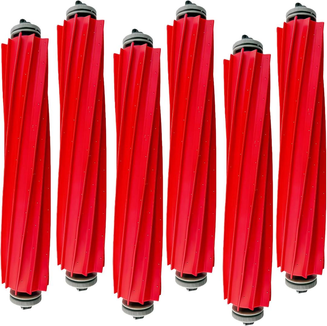 6 Pack Rubber Main Brush Replacement for Roborock Q Revo Series,S7 Series,QV 35A/35S,Qrevo S/MaxV/Pro/Plus,Q7 Series Vacuum Cleaner