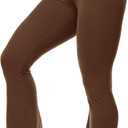 UEU Flare Leggings for Women with Tummy Control, V Crossover High Waisted Yoga Pants, Bootcut Wide Leg, 29-33" Inseam (Medium, Dark Coffee)