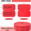ESSENTIAL 4000 Pcs (2000 Pairs) Raffle Tickets Double Roll, Red Raffle Tickets Roll with Name and Phone Number, for Raffle, Events, Classroom, Entry, Class Reward & Door Prize (Red)