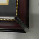 GraduationMall 11x19 Mahogany Diploma and Photo Frame for 8.5x11 Certificate,5x7 Picture,Real Glass,Black over Gold Double Mat