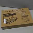 Bronze 2 Tier Large Fruit Basket for Kitchen Counter with 2 Banana Hangers, Metal Fruit Bowl for Onion Vegetable Bread Snack, Countertop Organizer  14.5" W x 9.5" D