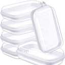 Sanwuta 6 Pcs Clear Hard Zipper Case Hard Plastic Zipper Pouches Makeup Bag Transparent Cases for Snacks Plastic Storage Organizer Portable Box for Travel (7.48 x 3.94 x 2 Inch, White)