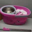 Candora 360 Spin Mop & Dual Mop Heads Slim Microfiber Rotary Mop (Pink)