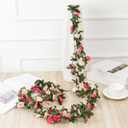 BLEUM CADE 5Pcs 41Ft Flower Garland Artificial Rose Vines for Bedroom, Cute Fake Hanging Flower Vines Floral Garland Decorations for Wedding Party Wall Room Decor Aesthetic