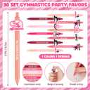 30 Set Gymnastics Party Favors Bulk Black Ink Retractable Ballpoint Pens with Gymnast Inspirational Bookmarks Graduation Gift Gymnastics Team Gifts for Women Birthday Goodie Bag Stuffers(Pink)