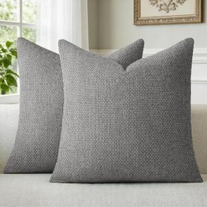 a moment Dark Gray Chenille Throw Pillow Covers 20x20 Inch Pack of 2 Modern Decorative Throw Pillow Covers Farmhouse Cross Covers Home Decor for Sofa Bedroom Living Room