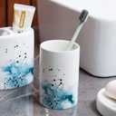 Ceramic 4-Piece Bathroom Accessories Set Complete Hand Paint Bath Countertop Accessory Soap Dispenser Set