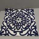Alysheer Embroidered Decorative Throw Pillow Cover 20"x 20", Boho Mandala Modern Thick Embroidery Pattern, Durable Cotton Canvas Soft Cushion Case for Sofa Couch Bed Living Room (Navy Blue)