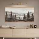 Aurlan Large Foggy Pine Tree Mountain Framed Canvas Wall Art Set-40"x20"