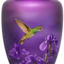 GO NAUTICAL INSTRUMENTS Beautiful Hummingbird Urn Adult Funeral Cremation Urns for Human Ashes Home Decor, 10X5 inches, Purple