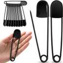 9 x Juexica 10 Pcs Large Safety Pins 5 Inch Jumbo Stainless Steel Safety Pins Heavy Duty Huge for Strong Laundry Upholstery Sewing Quilting Key Rings Craft Outdoor (Black)