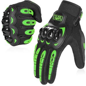 COFIT Motorcycle Gloves Breathable, Touchscreen Motorbike Gloves Anti-Slip with Good Grip Hard Knuckles Protection for Men Women Motocross, BMX ATV MTB Cycling, Road Racing - Green XL
